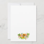 Hochzeitsfeier mit Sonnenblumen Einladung (Rückseite)