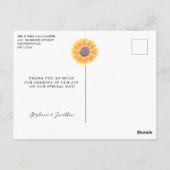 Hochzeitsfeier mit Sonnenblumen Postkarte (Rückseite)