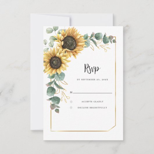Hochzeitsfeier mit Sonnenblumen RSVP Karte (Vorderseite)