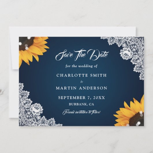 Hochzeitsfeier mit Sonnenblumen Save The Date (Rückseite)