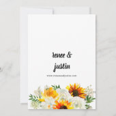 Hochzeitsfeier mit Sonnenblumen und Weißrosen 2 Ei Einladung (Rückseite)
