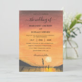 Hochzeitsfeier mit Sonnenuntergang Einladung (Stehend Vorderseite)