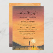 Hochzeitsfeier mit Sonnenuntergang Einladung (Vorne/Hinten)