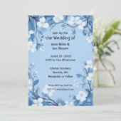 Hochzeitsfeier mit süßer und schlichter blauer Blu Einladung (Stehend Vorderseite)