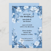 Hochzeitsfeier mit süßer und schlichter blauer Blu Einladung (Vorne/Hinten)