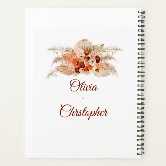 Hochzeitsfeier mit Terracotta pampas boho Planer (Rückseite)