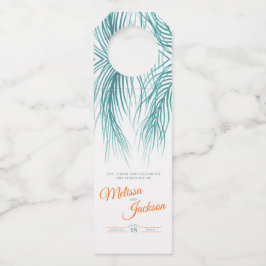 Hochzeitsfeier mit tropisch-grüner Palmenfront Flaschenanhänger