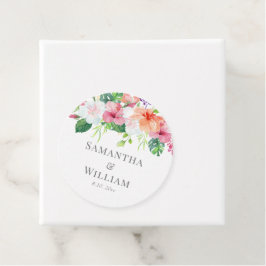 Hochzeitsfeier mit tropischem Blumenpfirsiche Geschenkanhänger