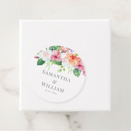 Hochzeitsfeier mit tropischem Blumenpfirsiche Geschenkanhänger (Beispiel)