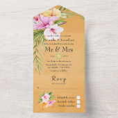 Hochzeitsfeier mit tropischem Flora All In One Einladung (Innen Boden)