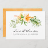 Hochzeitsfeier mit tropischem Flora Dankeskarte (Vorne/Hinten)