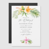 Hochzeitsfeier mit tropischem Flora Magneteinladung (Vorne/Hinten)