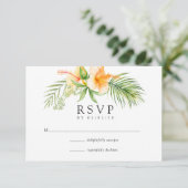 Hochzeitsfeier mit tropischem Flora RSVP Karte (Stehend Vorderseite)
