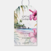 Hochzeitsfeier mit tropischen Palmen Geschenkanhänger (Vorderseite)