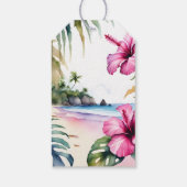 Hochzeitsfeier mit tropischen Palmen Geschenkanhänger (Rückseite)