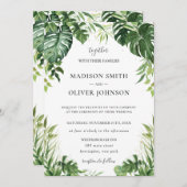 Hochzeitsfeier mit tropischer Vegetation Einladung (Vorne/Hinten)