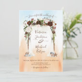 Hochzeitsfeier mit tropischer Wasserfarbe Einladung (Stehend Vorderseite)