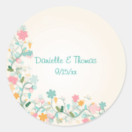 Hochzeitsfeier mit türkisfarbenem Blau Runder Aufkleber