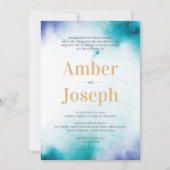 Hochzeitsfeier mit türkisfarbenem Wasser Einladung (Vorderseite)