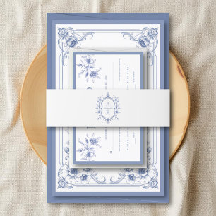 Hochzeitsfeier mit Vintagem blumengeschmücktem Wap Einladungsbanderole