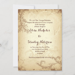 Hochzeitsfeier mit Vintagem braunem Blätterblatt Einladung