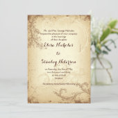 Hochzeitsfeier mit Vintagem braunem Blätterblatt Einladung (Stehend Vorderseite)