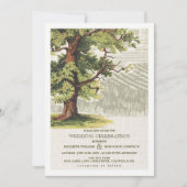 Hochzeitsfeier mit Vintagem Eichenbaum Einladung (Vorderseite)
