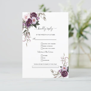 Hochzeitsfeier mit violetten Blumen RSVP Karte