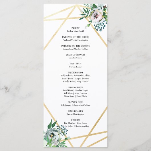 Hochzeitsfeier mit Wasserfarbe Boho Programm (Rückseite)