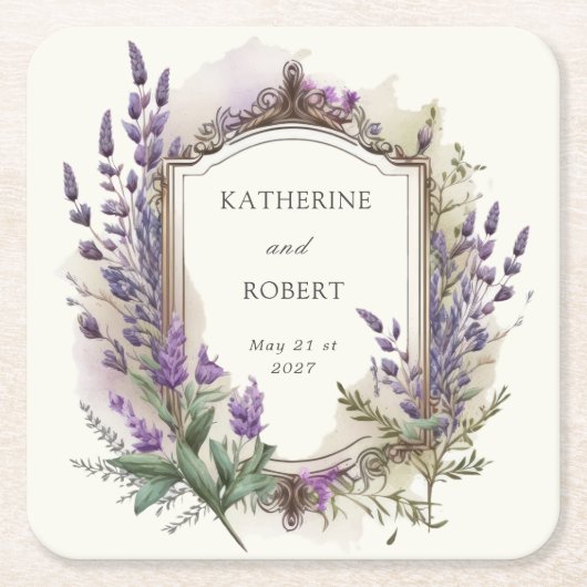 Hochzeitsfeier mit Wasserfarbe Rechteckiger Pappuntersetzer (Vorderseite)