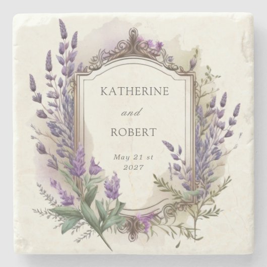 Hochzeitsfeier mit Wasserfarbe Steinuntersetzer (Vorderseite)