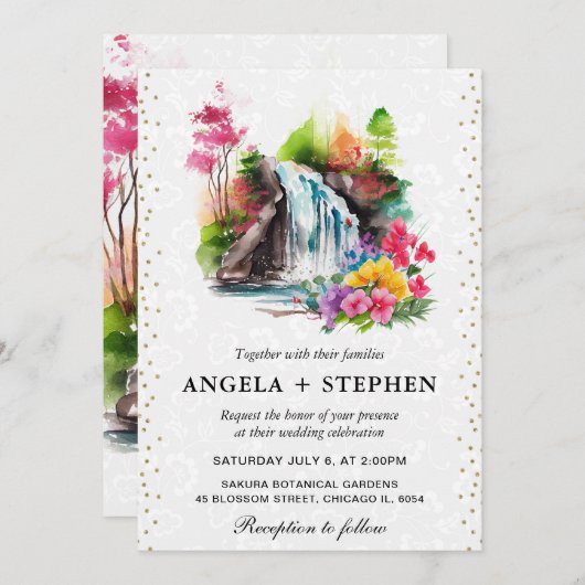 Hochzeitsfeier mit Wasserfarben Einladung (Vorne/Hinten)