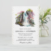 Hochzeitsfeier mit Wasserfarben Einladung (Stehend Vorderseite)