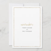 Hochzeitsfeier mit weißem Blattgold Einladung (Rückseite)