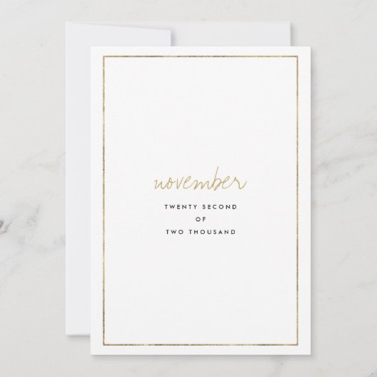 Hochzeitsfeier mit weißem Blattgold Einladung (Rückseite)