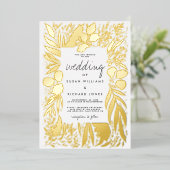 Hochzeitsfeier mit weißem Blattgold Folieneinladung (Stehend vorne)
