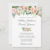 Hochzeitsfeier mit weißem Blütenrot P Einladung (Vorderseite)