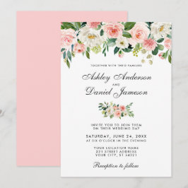 Hochzeitsfeier mit weißem Blütenrot P Einladung