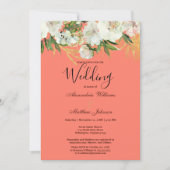 Hochzeitsfeier mit weißem Korallengold Einladung (Vorderseite)