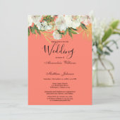 Hochzeitsfeier mit weißem Korallengold Einladung (Stehend Vorderseite)