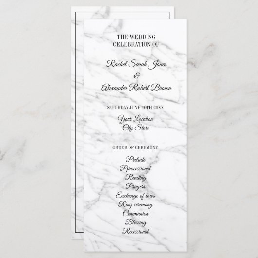 Hochzeitsfeier mit weißem Marmor Programm (Vorne/Hinten)