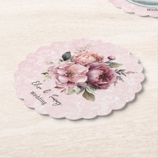 Hochzeitsfeier mit weißem Rosa Marmor Untersetzer (angewinkelt)