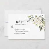 Hochzeitsfeier mit weißer Blumengrün RSVP Karte (Vorderseite)