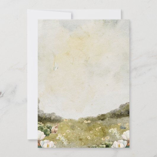 Hochzeitsfeier mit weißer Blüte Einladung (Rückseite)