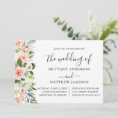 Hochzeitsfeier mit weißer Blütenkalligrafie Einladung (Stehend Vorderseite)