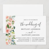 Hochzeitsfeier mit weißer Blütenkalligrafie Einladung (Vorne/Hinten)