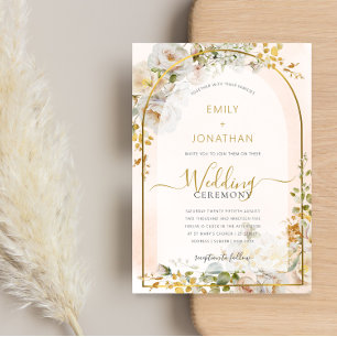 Hochzeitsfeier mit weißer Goldflora Einladung