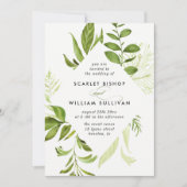 Hochzeitsfeier mit Wild-Blattwerk Einladung (Vorderseite)