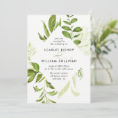Hochzeitsfeier mit Wild-Blattwerk Einladung (Stehend Vorderseite)