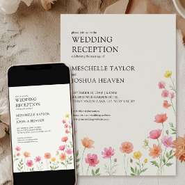 Hochzeitsfeier mit Wildblumen Rosa Orange Blütenfl Einladung